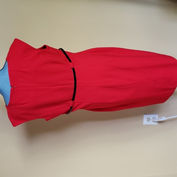 Red Calvin Klein Belted Midi Dress - Picture 4 of 7